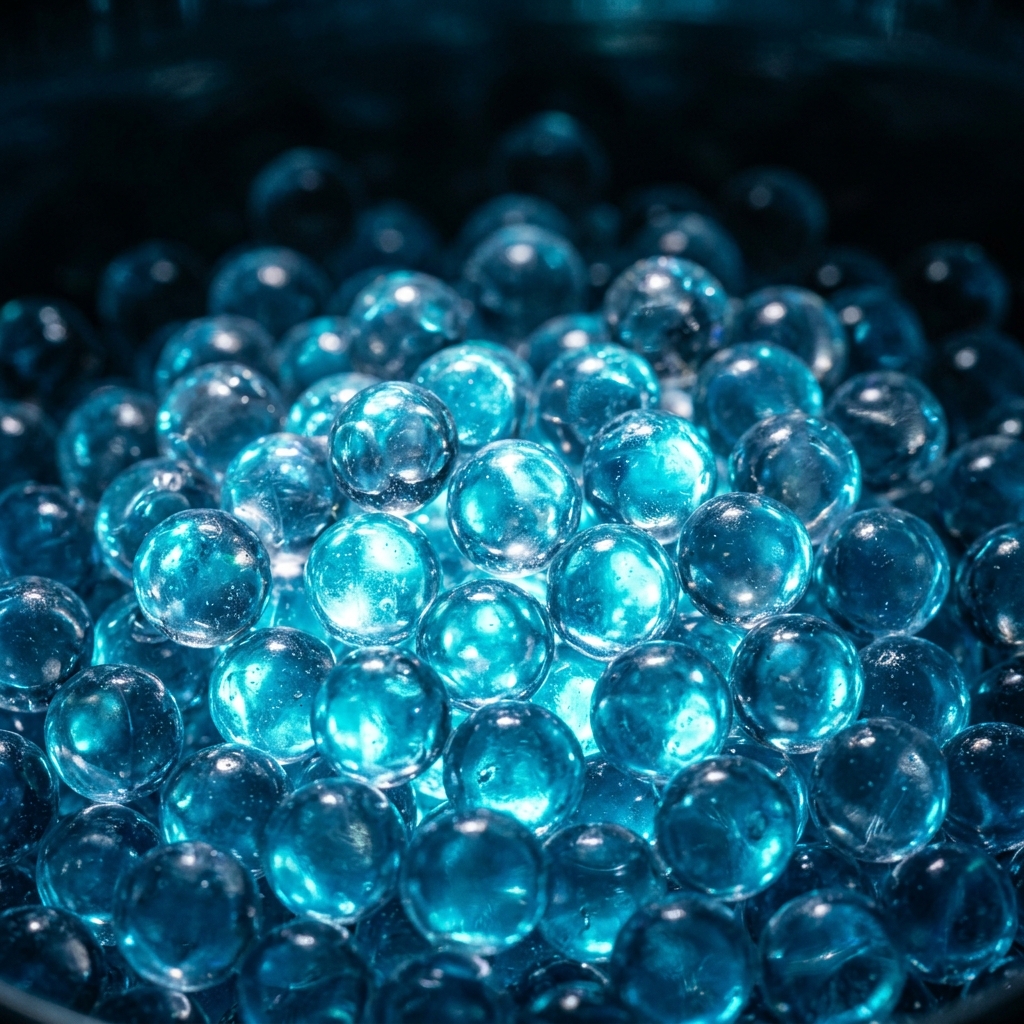polyCPTR polymer media beads close-up